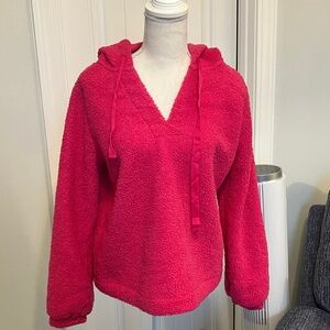 LOFT Vibrant Pink Fleece Hoodie